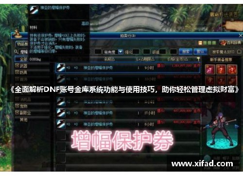 《全面解析DNF账号金库系统功能与使用技巧，助你轻松管理虚拟财富》